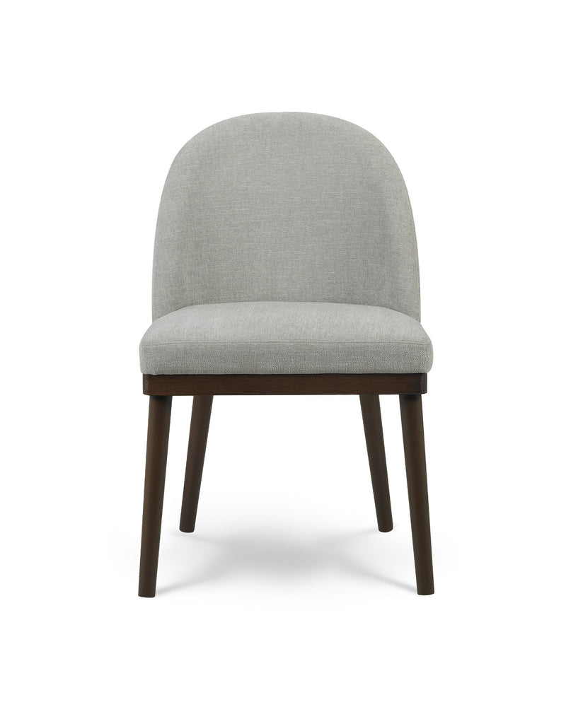 Aykah upholstered Saville Dining Chair in Earl Grey, front view with high arched back