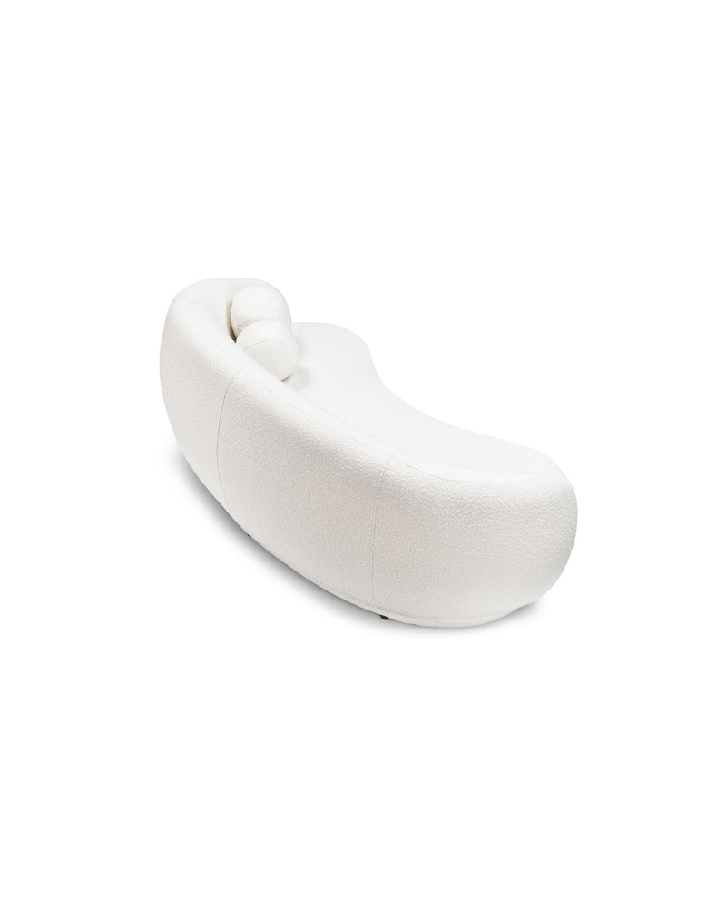 Sienna Sofa in Coconut Bouclé, back view showing the finished reverse