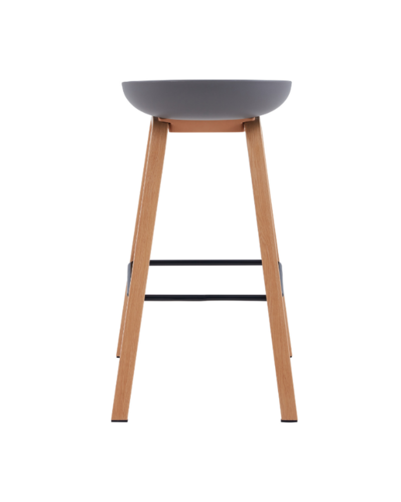 Metal Willow Grey Counter Stool, back view showing the finished reverse