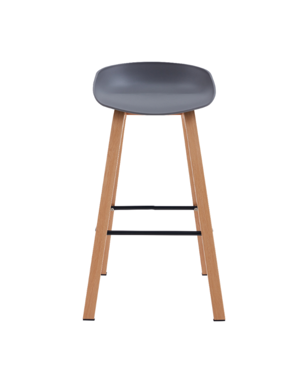 Aykah metal Willow Grey Counter Stool, front view with polypropylene seat