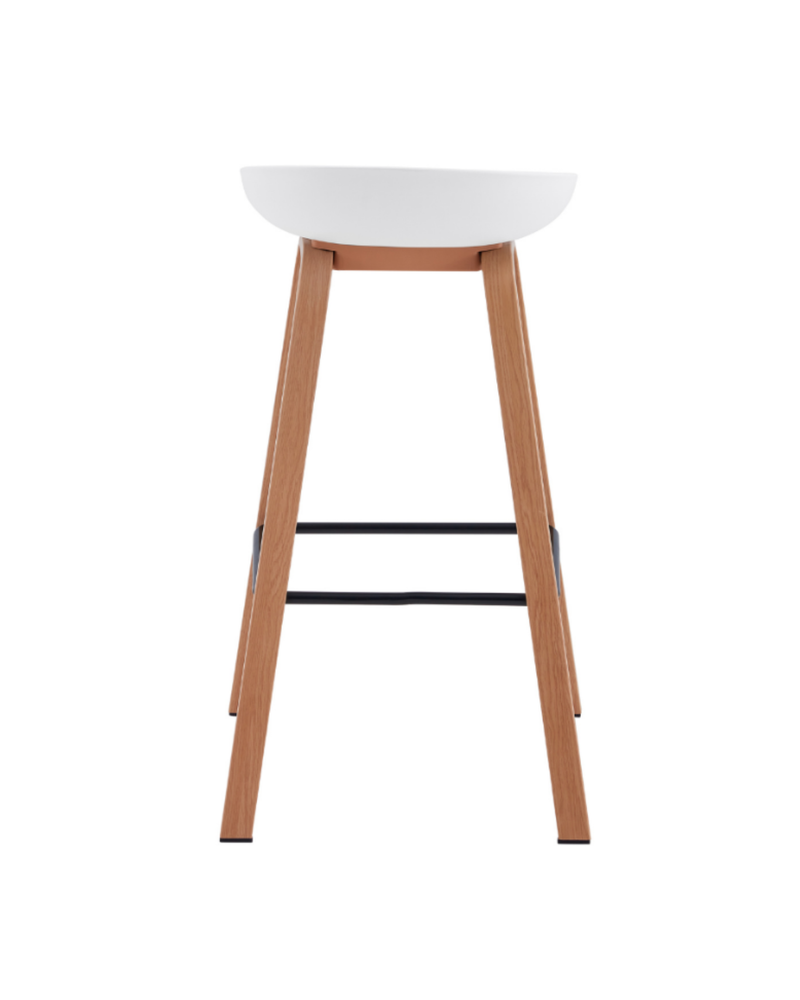 Metal Willow White Counter Stool, back view showing the finished reverse