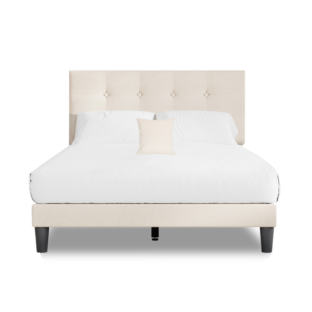 Dora Cream Linen Platform Bed aykah