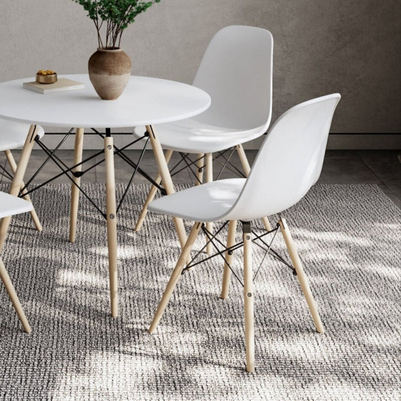 Chaise blanche Eiffel avec pieds en bois