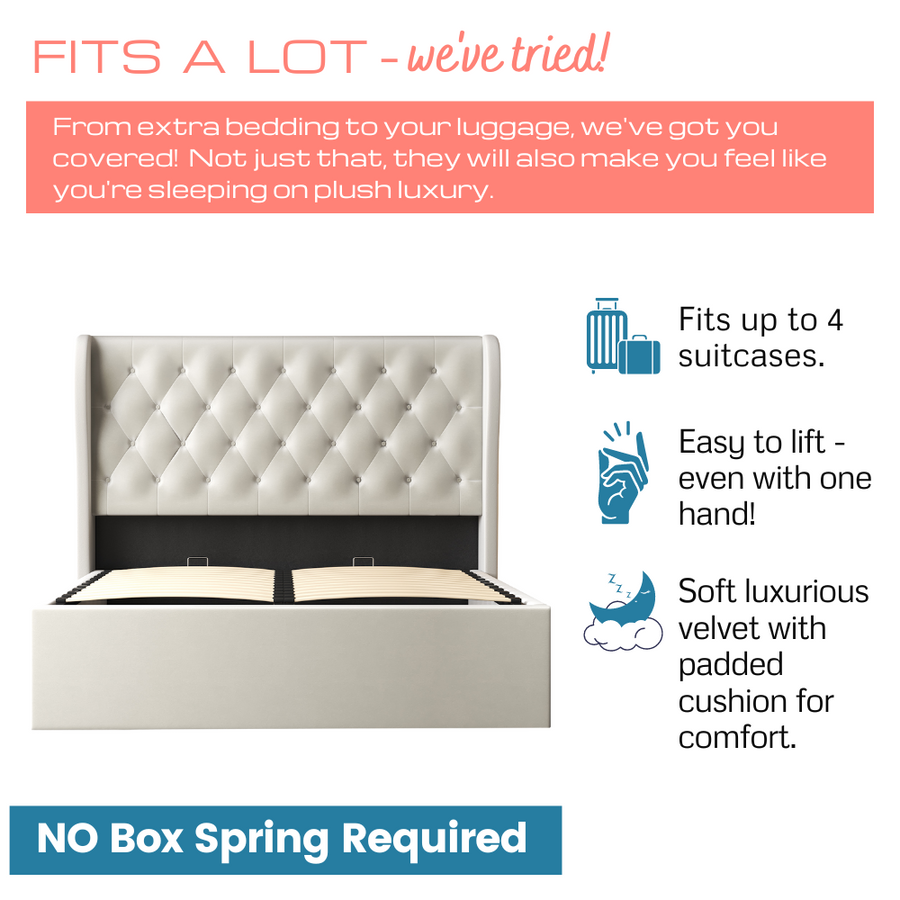 Brittany Ivory Lift-Up Storage Bed