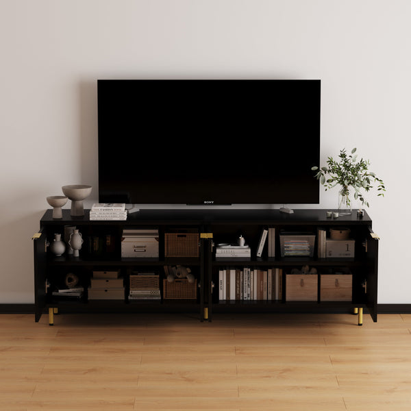 Luna Media Unit in Black in a living room with natural light