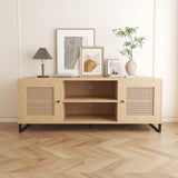 Cane Lyra Media Unit styled in a living room