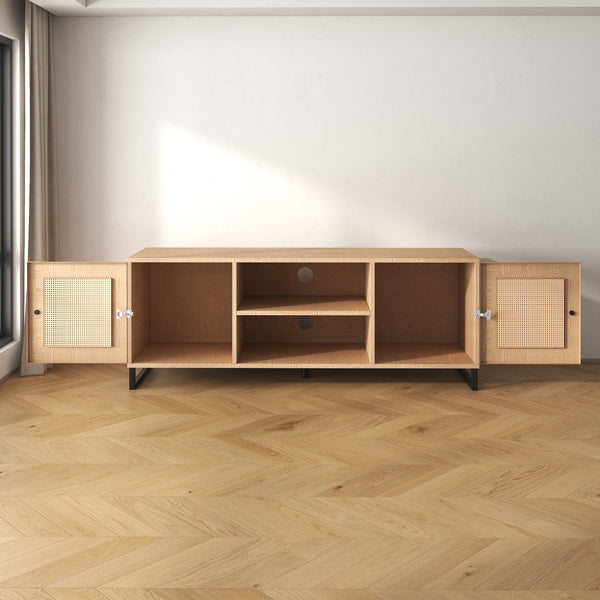 Cane Lyra Media Unit styled with a coffee table