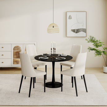 Chaise en PU blanc marin avec pieds noirs