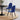 Chaise en Velours Bleu Vison avec Pieds Noirs