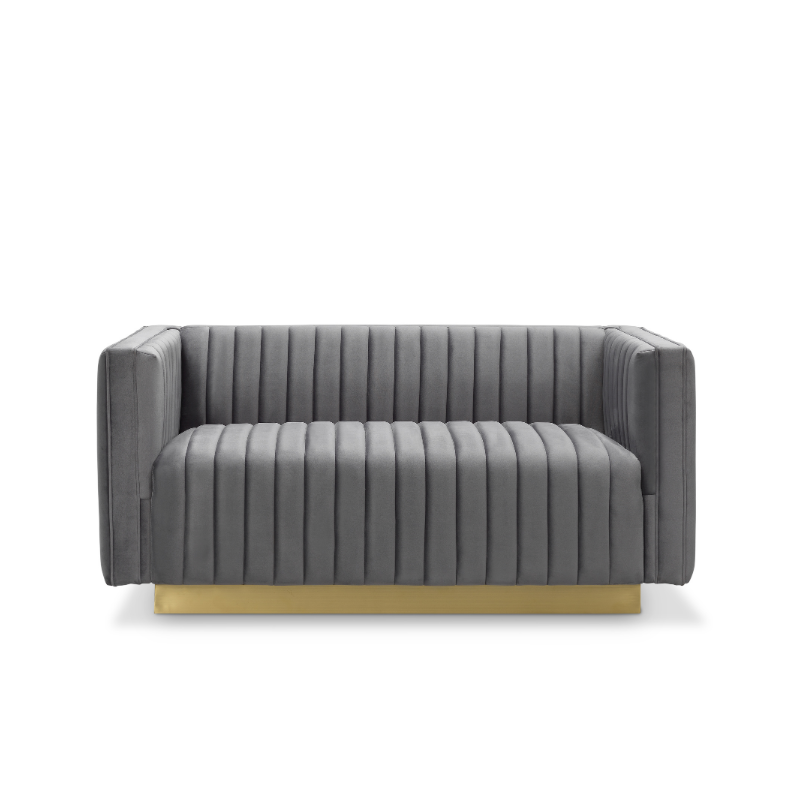 Cali Grey Velvet 2-Seater Loveseat