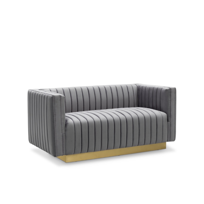 Cali Grey Velvet 2-Seater Loveseat