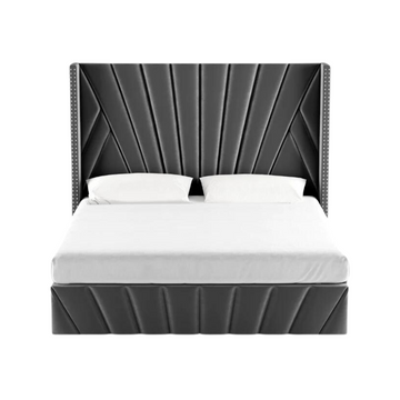 Fez Grey Velvet Lift-Up Storage Bed