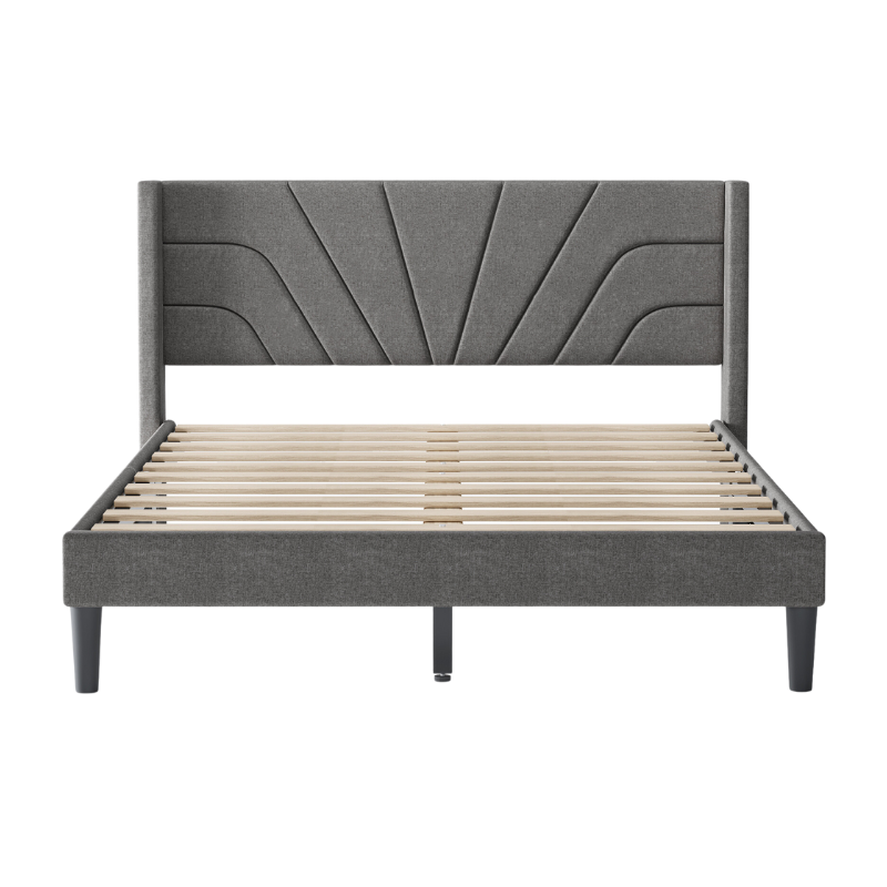 Raya Grey Linen Platform Bed