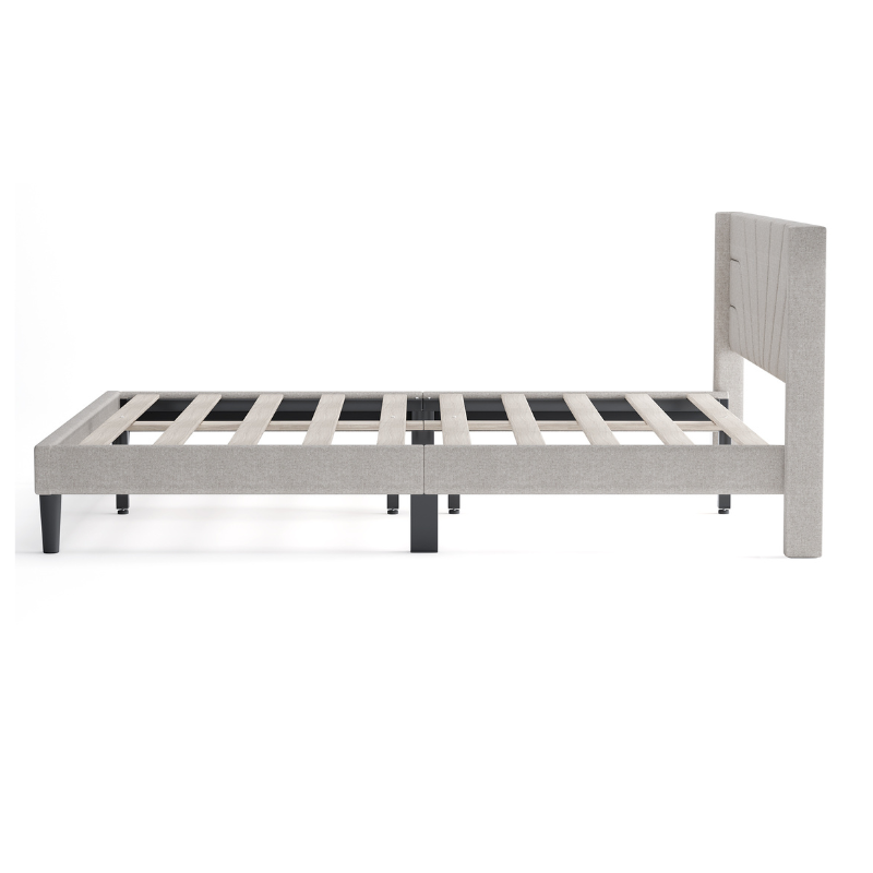 Raya Light Brown Linen Platform Bed