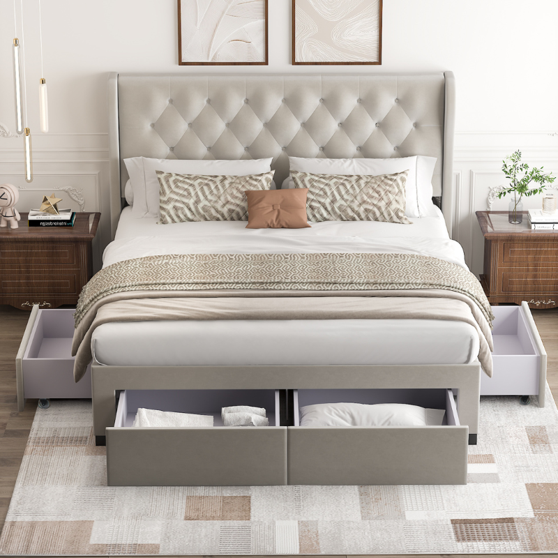 Brittany Grey 4 Drawer Storage Bed