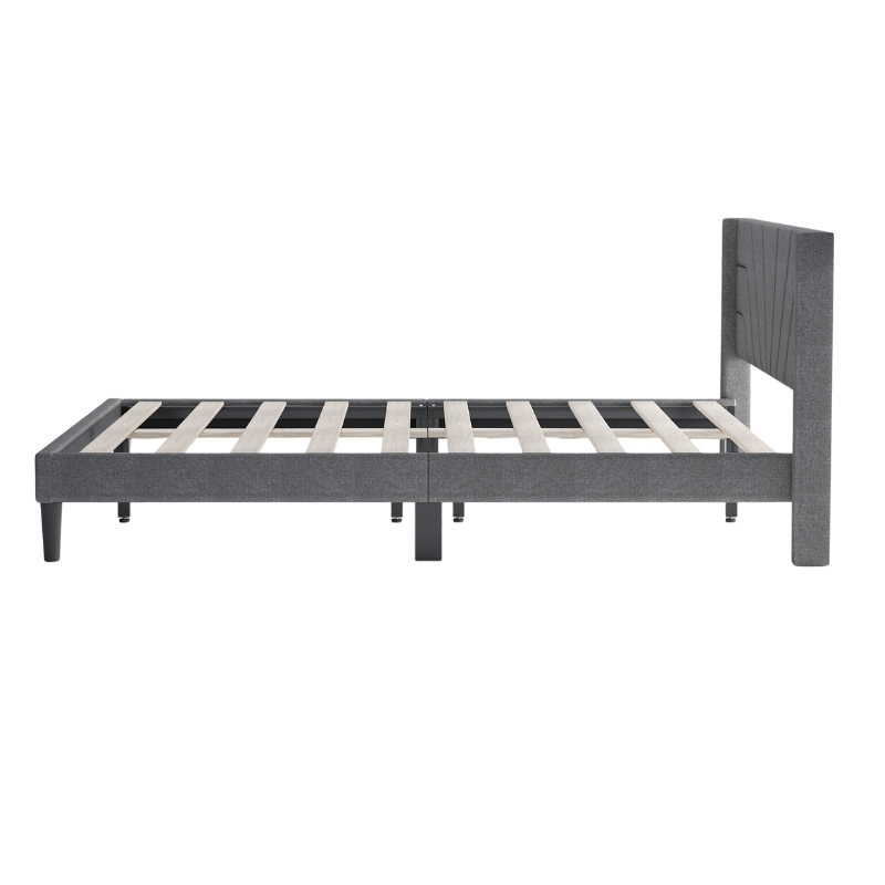 Raya Grey Linen Platform Bed