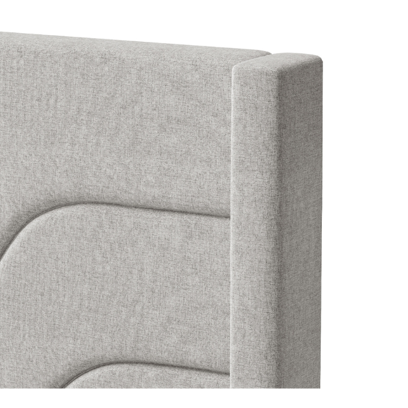 Raya Light Brown Linen Platform Bed