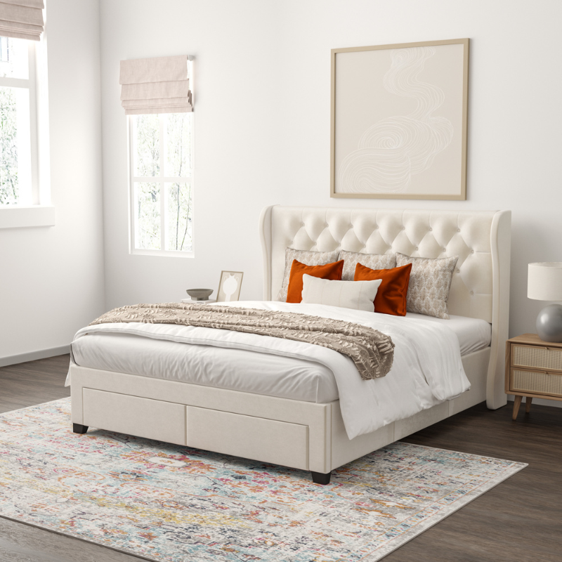 Brittany Ivory 4 Drawer Storage Bed