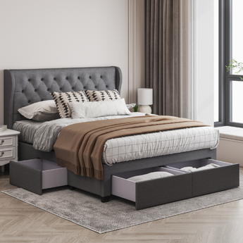 Lit rangement 4 tiroirs en frêne Brittany