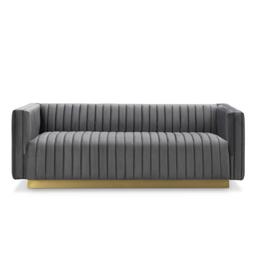 Cali Grey Velvet 3-Seater Sofa