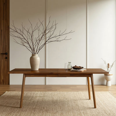 Acacia Solace Extendable Dining Table styled in a dining room