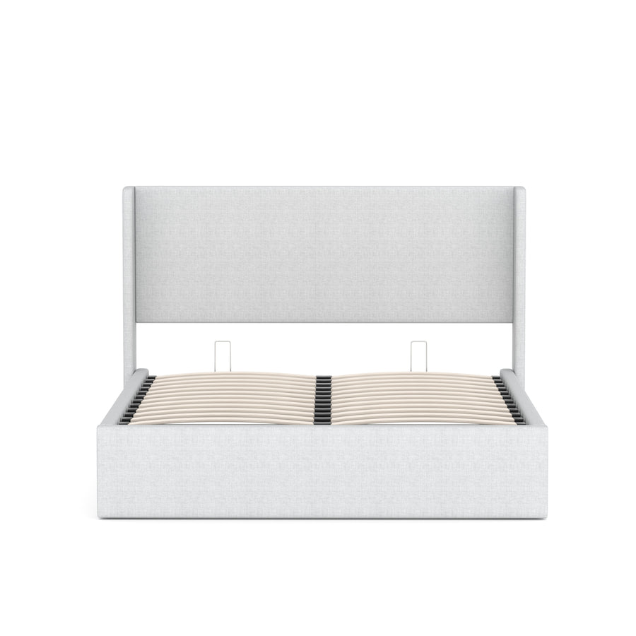 Aura Grey Linen Lift-Up Storage Bed