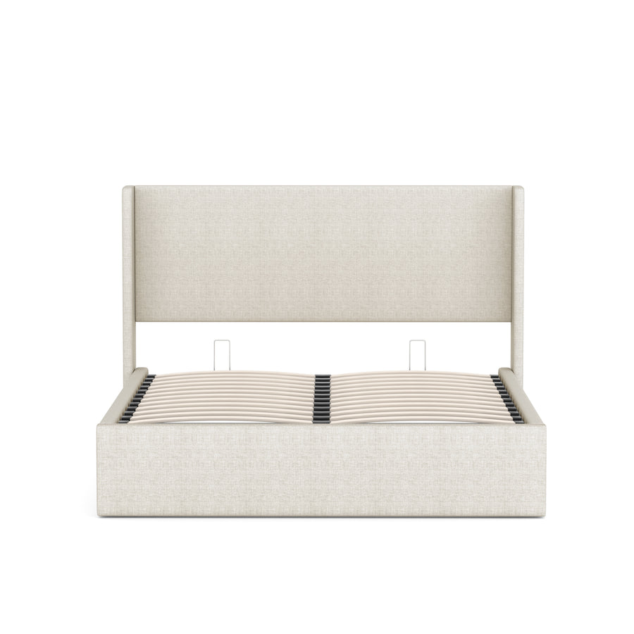 Aura Cream Linen Lift-Up Storage Bed