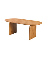 Aykah Ace Dining Table in Honey Oak, three-quarter view showing the racetrack-oval top