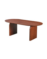 Aykah Ace Dining Table in Rich Walnut, three-quarter view showing the racetrack-oval top