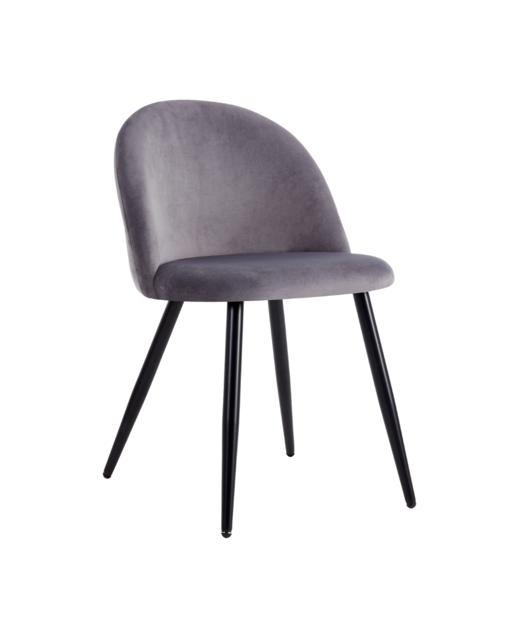 Alan Velvet Chair w/ Black Legs grey