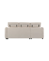 Upholstered Araam Sectional sectional sofa in Oatstone, left facing, back view