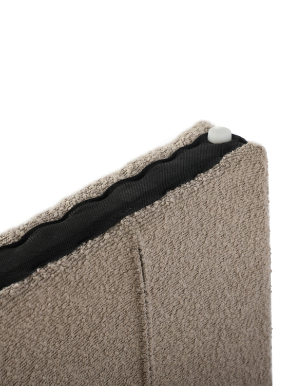 Close-up of the bouclé finish on the Arc Bench Large in Hazelnut Cream