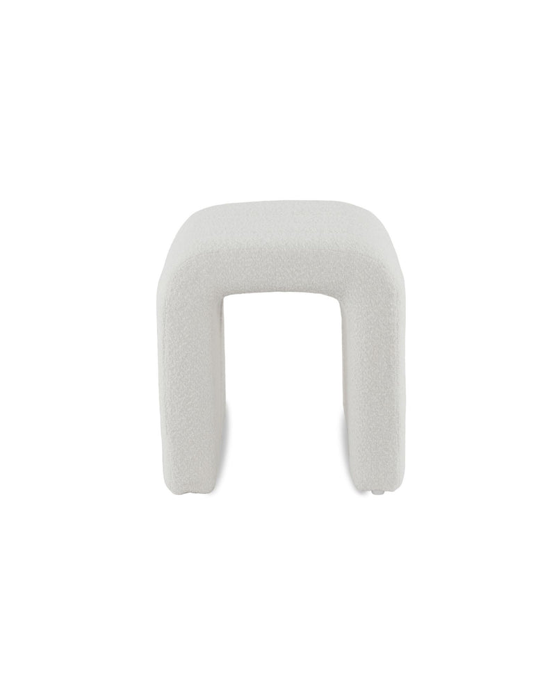Arc Bench in Fresh Cream boucle, front view