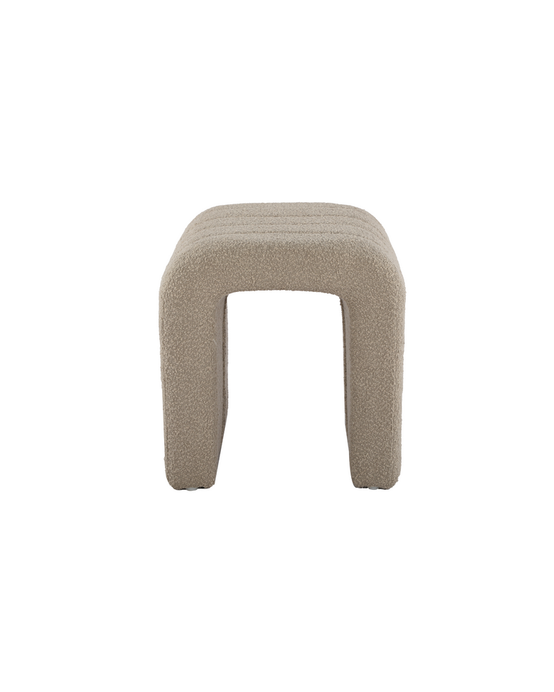 Arc Bench in Hazelnut Cream boucle, front view