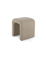 Arc Bench in Hazelnut Cream boucle, angled view