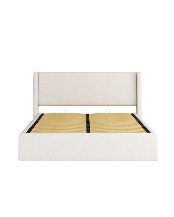 Aura Lift Up Storage Bed butter-cream slats