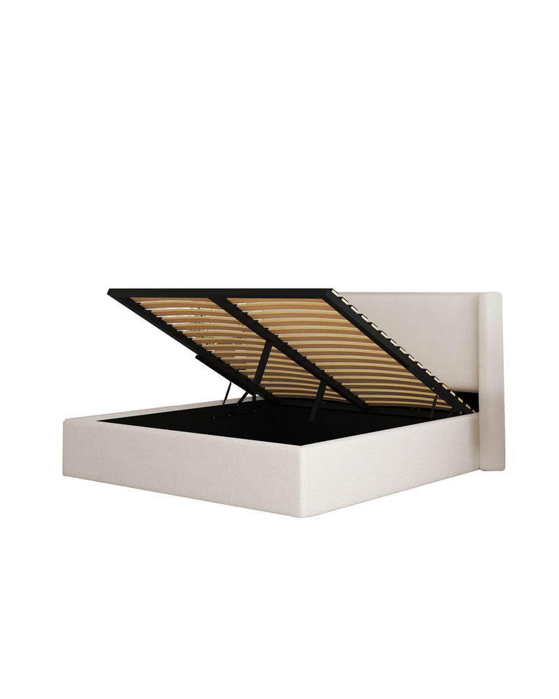 Aura Lift Up Storage Bed butter-cream open