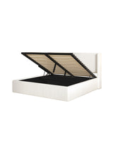 Aura Lift Up Storage Bed cream-linen slats
