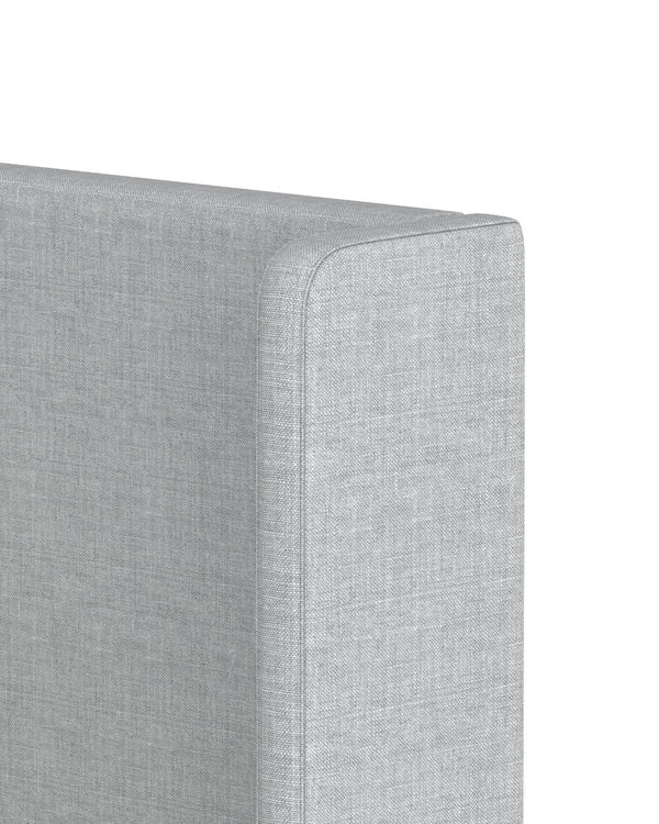 Close-up of the headboard on the Aura Lift Up Storage Bed in Grey Linen