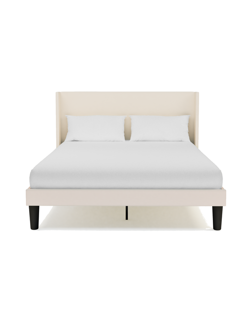 Aura Platform Bed ivory-velvet front