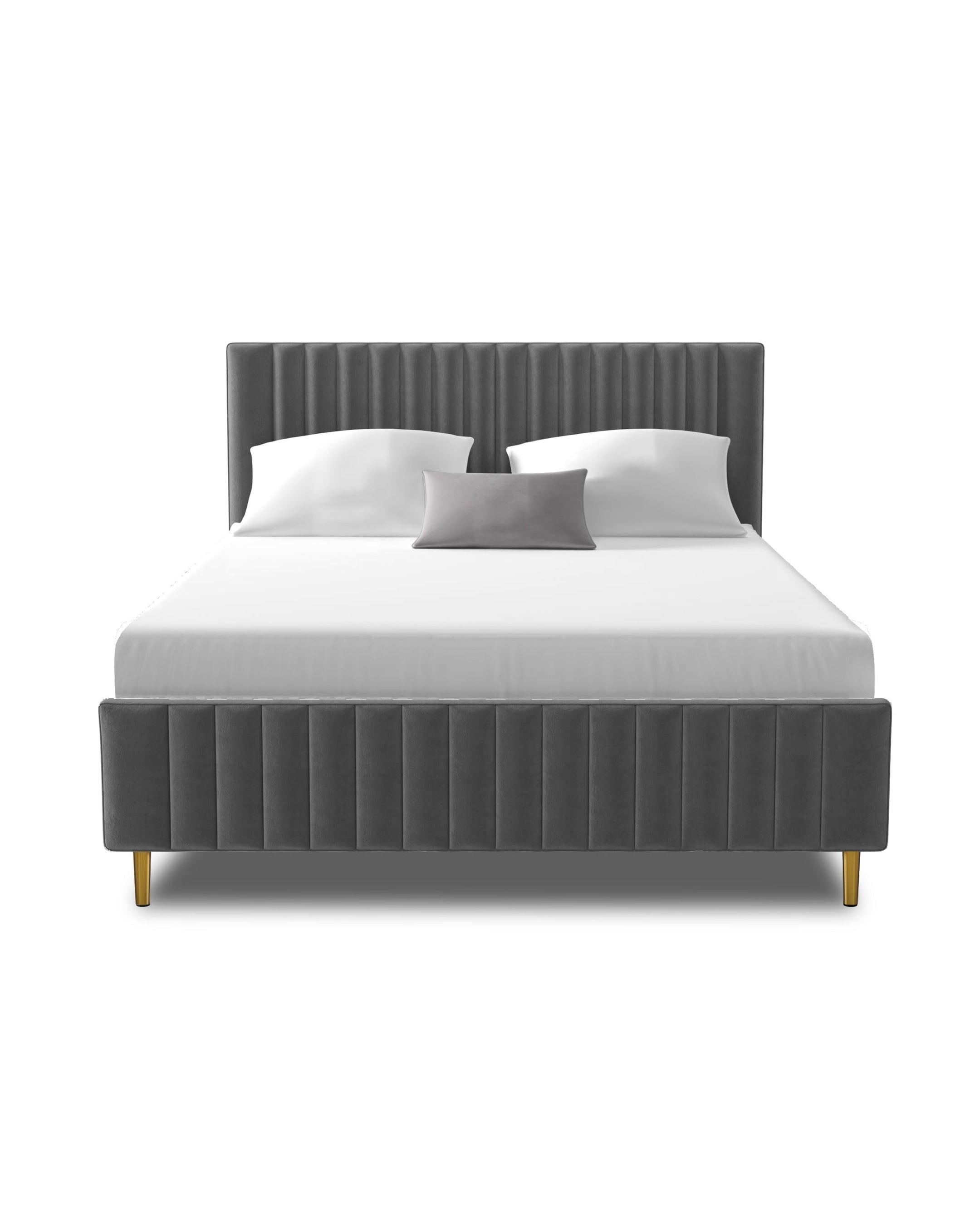 Ava Velvet Platform Bed grey