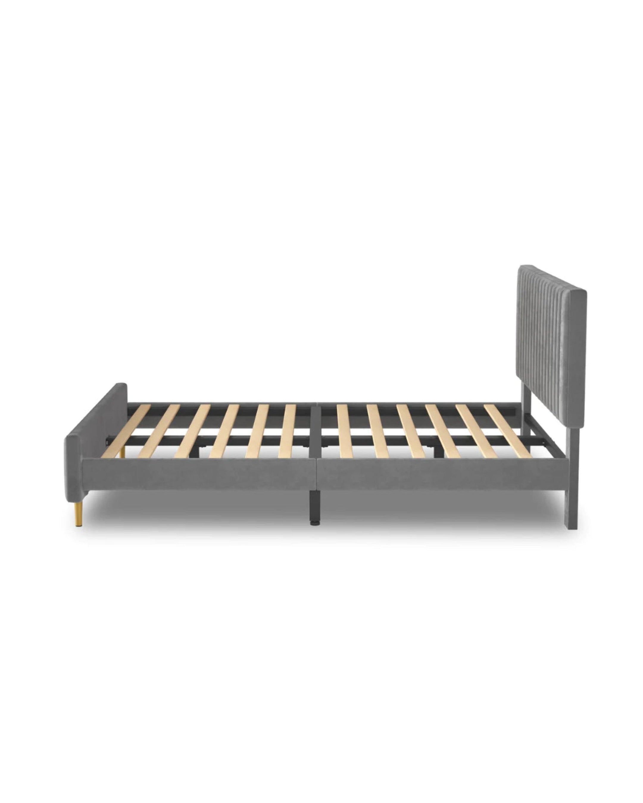 Ava Velvet Platform Bed grey