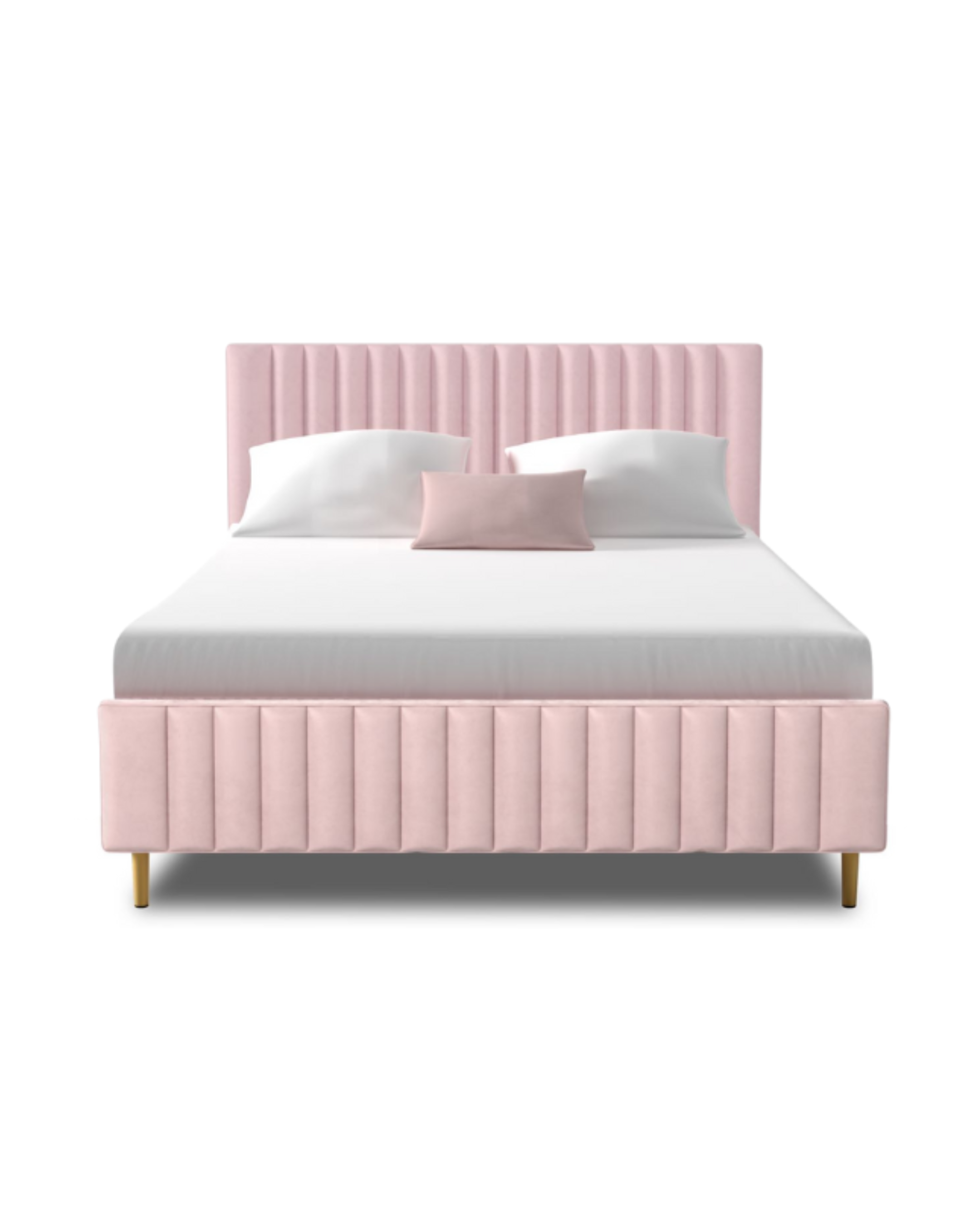 Ava Velvet Platform Bed pink