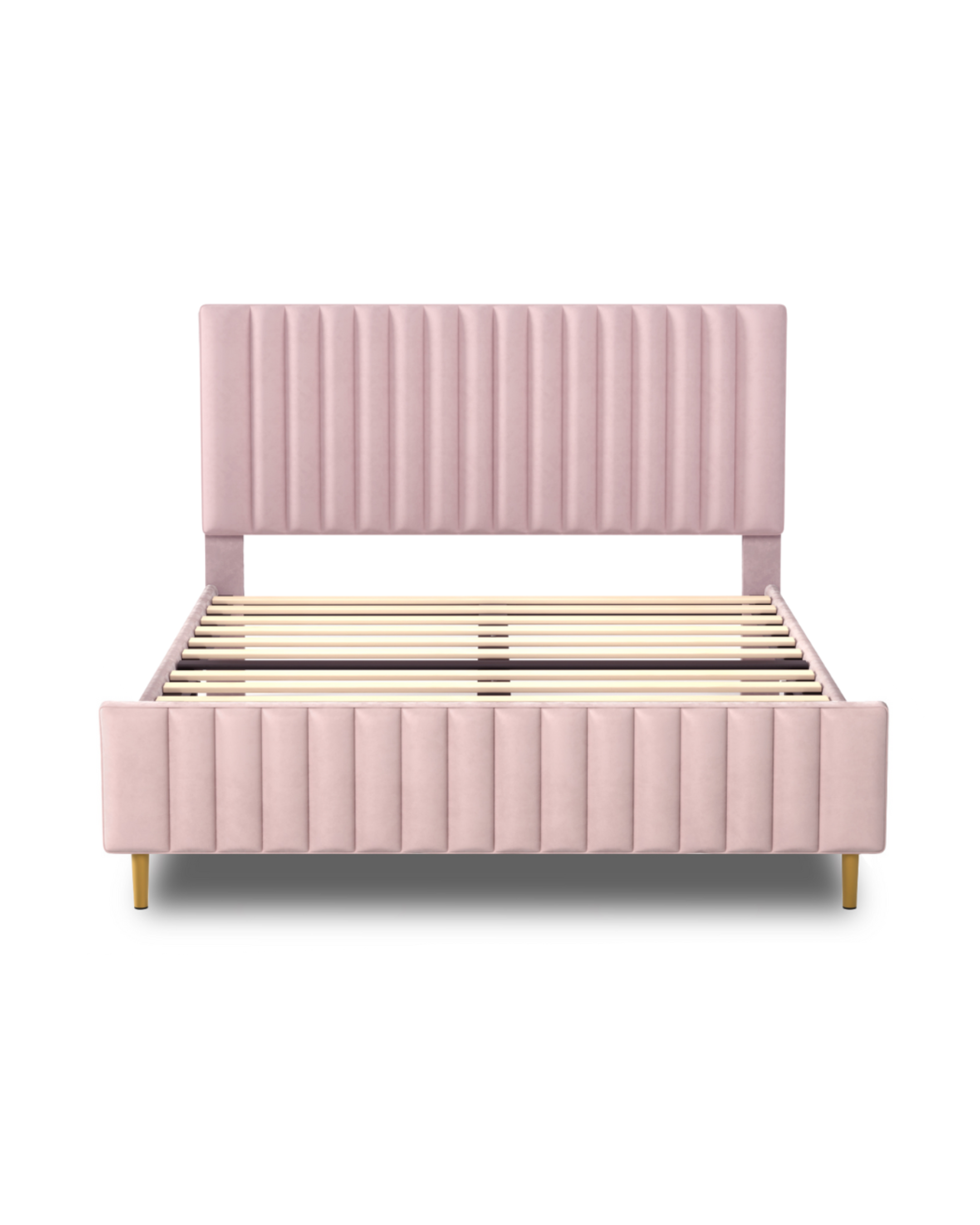 Ava Velvet Platform Bed pink