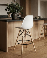 Metal Eiffel White Counter Stool styled in a kitchen