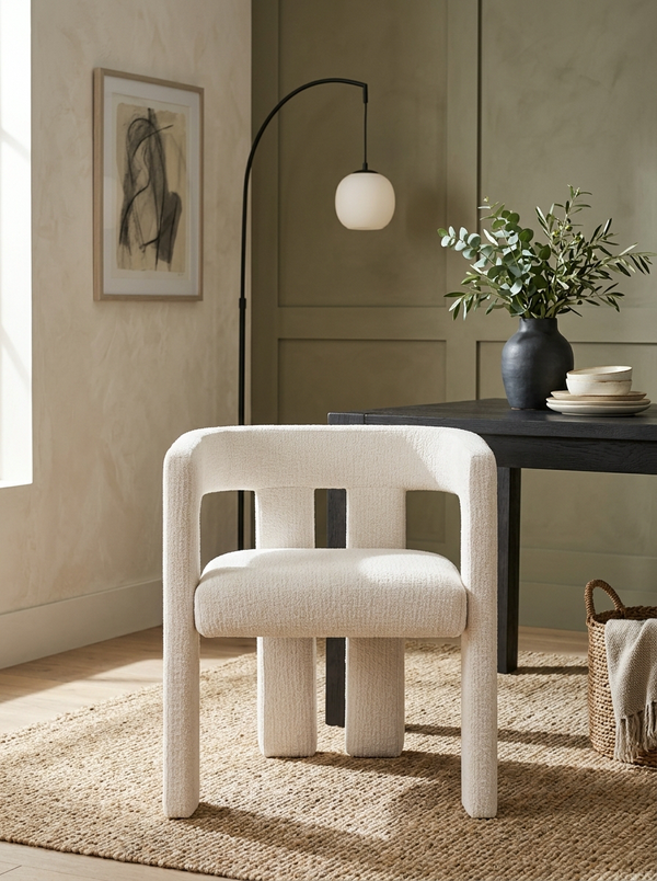 Eris Dining Chair in Natural Linen styled in a dining room