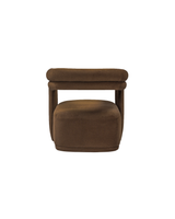 Upholstered Fior Armchair in Warm Espresso, back view showing the finished reverse