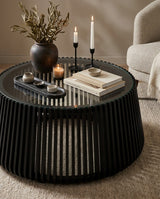 Acacia Savino Coffee Table in a living room with natural light