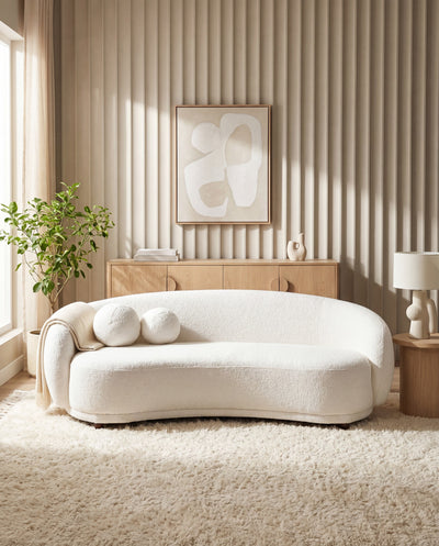 Sienna Sofa in Coconut Bouclé styled in a living room