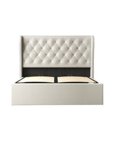 Close-up of the headboard on the Brittany Lift Up Storage Bed in Ivory Velvet